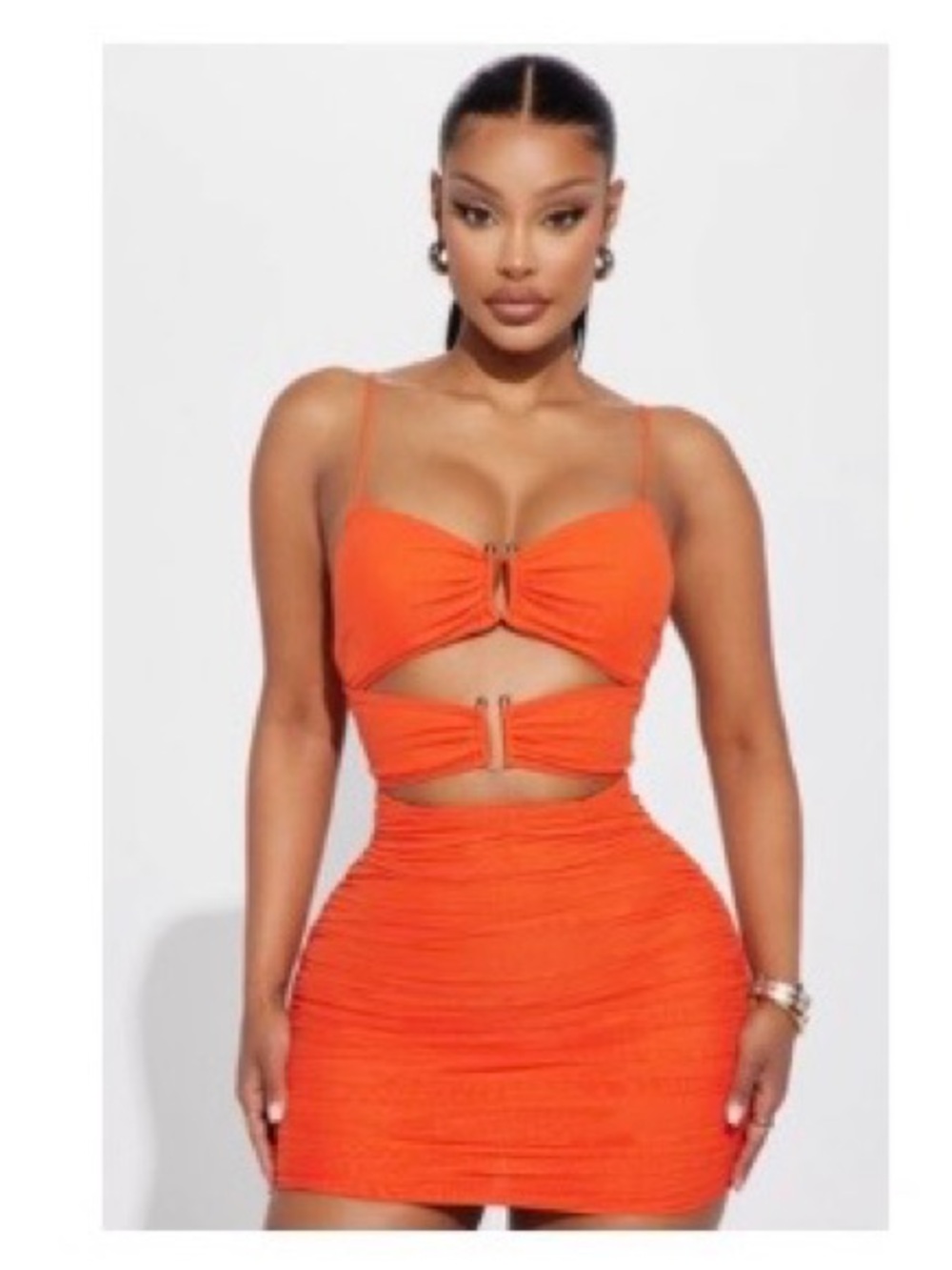 Fashion Nova Orange Cutout Mini Dress